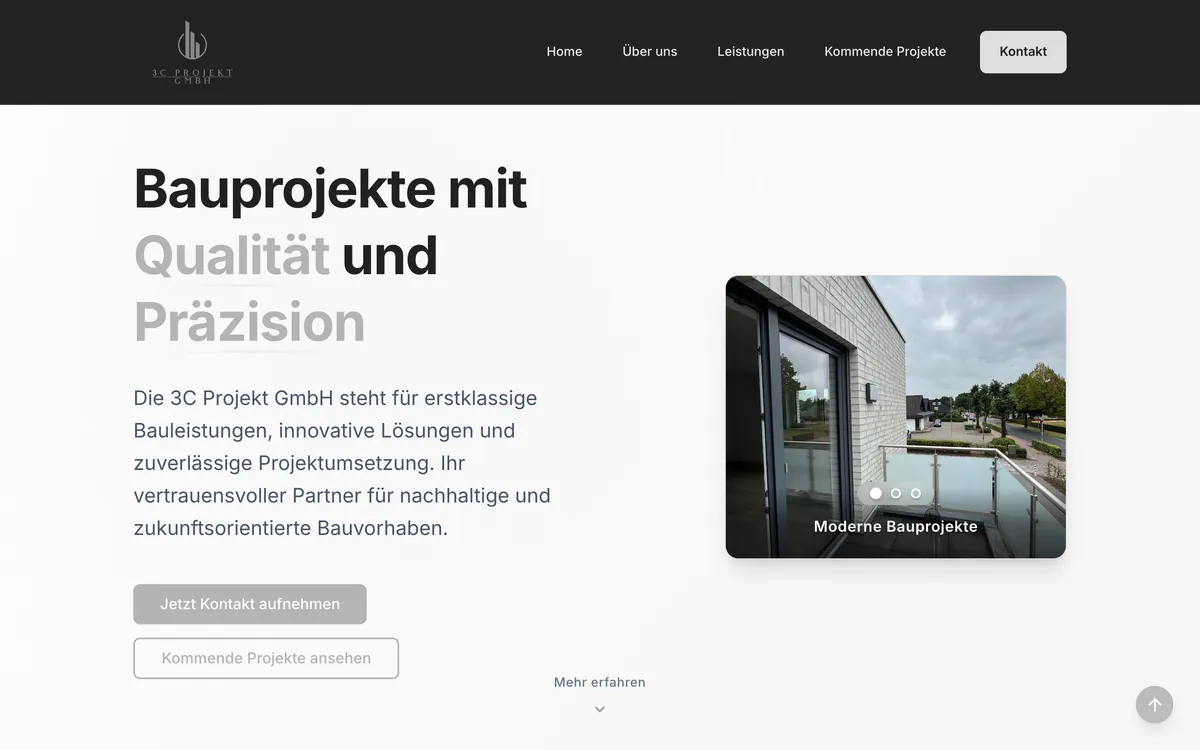 Startseite von 3cprojektgmbh.de auf dem Desktop